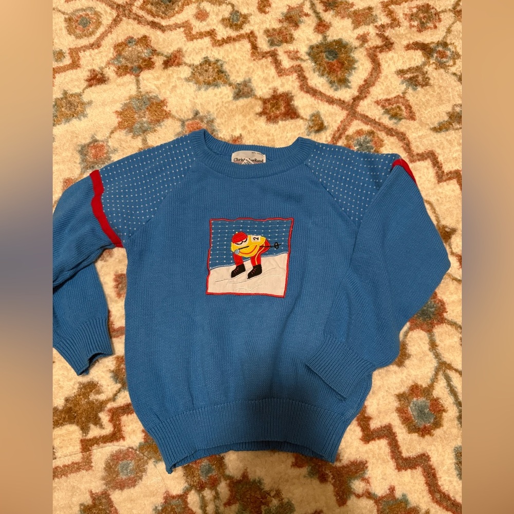 Vintage Christopher Rand  Pullover Sweater Youth Sz large Skiing Winter Holiday